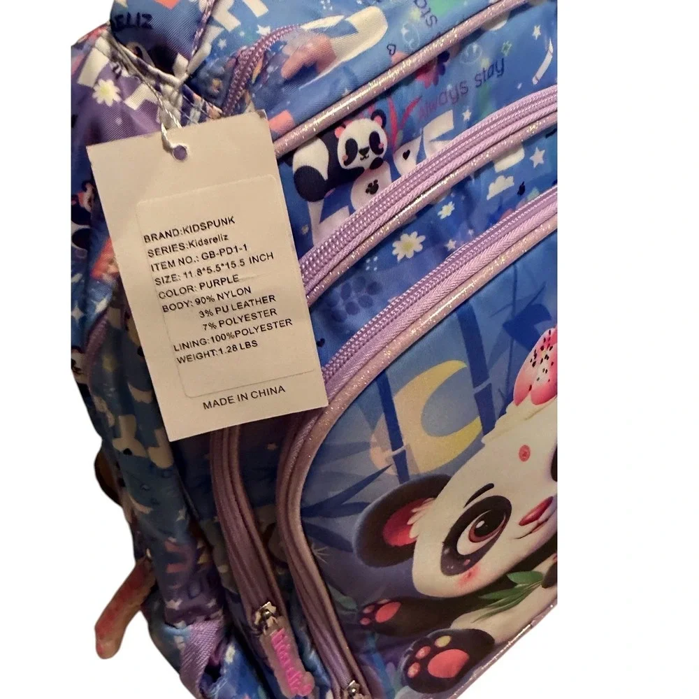 Kidspunk Kidsreliz Panda Backpack Purple Holographic School Bag GB-PD1-1